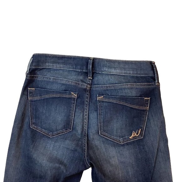 Express Legging Distressed Jeans Mid-Rise Blue Denim Stretch Size 2R - Picture 3 of 12